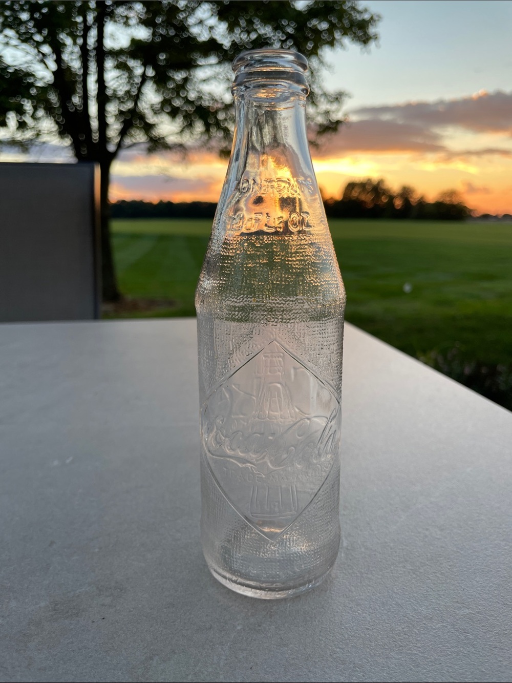 Vintage 1960s Coca Cola Clear Pebble Glass Bottle with Embossed Diamond Logo